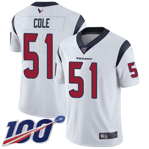 Houston Texans Limited White Men Dylan Cole Road Jersey NFL Football #51 100th Season Vapor Untouchable